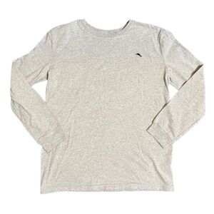 TOMMY BAHAMA Marlin Logo long sleeve T Shirt Gray Solid with Flecks 3-4 Boys EUC